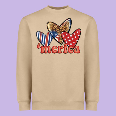 Merica 4th Of July Hearts Heavyweight Sweatshirt Designed By Bundleandbundleshop