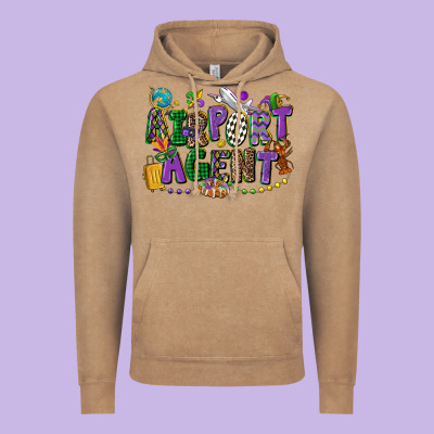 Airport Agent Mardi Gras Vintage Hoodie Designed By Cowgirlartshop