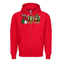 Red jesus İs the reason Zipper Hoodie - CowhideDigitalArt