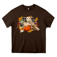 Chocolate Brown Fall Barn Owl Heavy Core Tee - LillyAllenDesigns