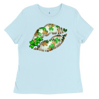 Baby Blue St. Patricks Day White Lips Ladies Tee - Bettercallsaul
