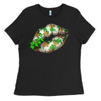 St. Patricks Day White Lips Ladies Tee | Teevron