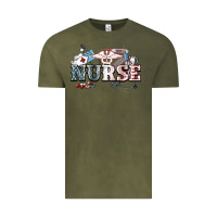 Vintage Olive American Nurse 4th of july Vintage Tee - HowdyJamesFarm