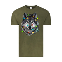 Vintage Olive Christmas with wolf Vintage Tee - RanaPortraitStore