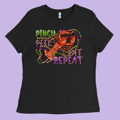 Pinch Peel Eat Repeat Crawfish Ladies Tee Designed By Ranaportraitstore
