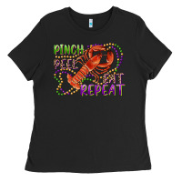 Black pinch peel eat repeat crawfish Ladies Tee - RanaPortraitStore