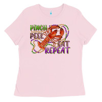 Bubblegum Pink pinch peel eat repeat crawfish Ladies Tee - RanaPortraitStore