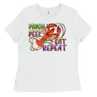White pinch peel eat repeat crawfish Ladies Tee - RanaPortraitStore