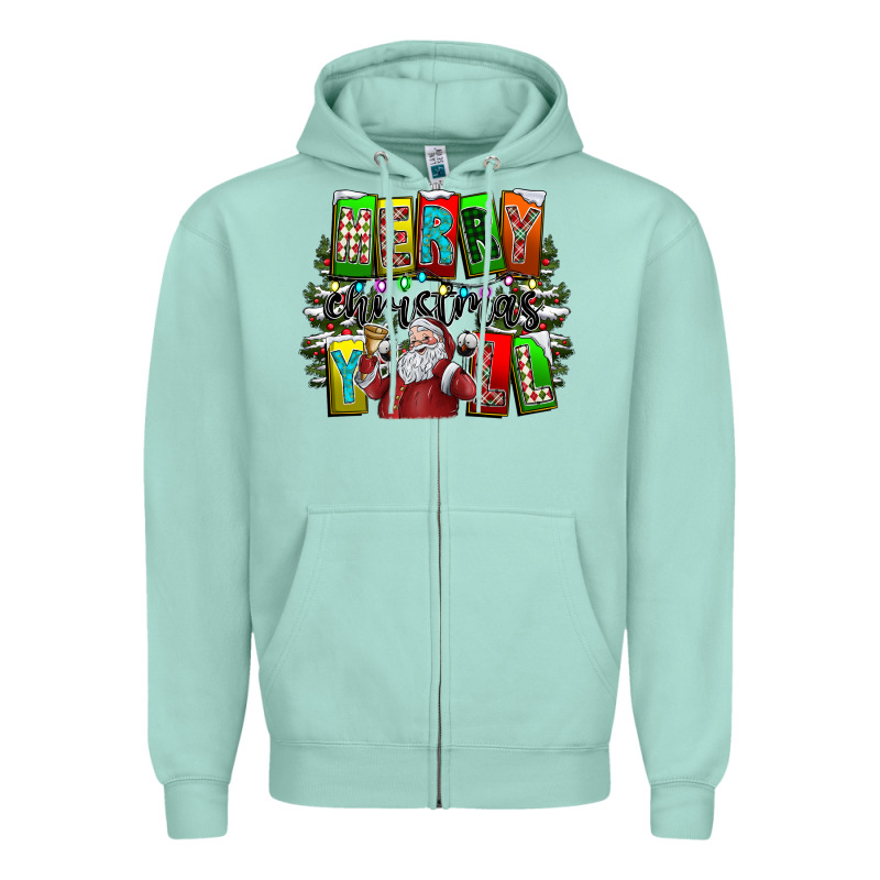 Merry Christmas Yall Zipper Hoodie by CowhideDigitalArt | Teevron