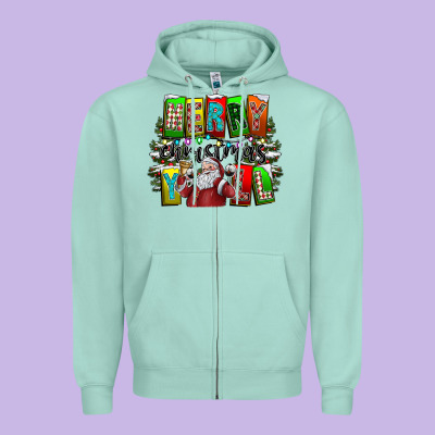 Merry Christmas Yall Zipper Hoodie Designed By Cowhidedigitalart