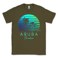 Army Green Vintage Aruba Beach Tropical Vibes Vacation Souvenir Gift Classic Tee - minhPixels