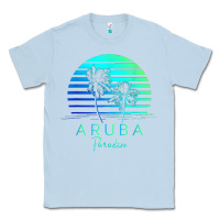 Dusty Blue Vintage Aruba Beach Tropical Vibes Vacation Souvenir Gift Classic Tee - minhPixels