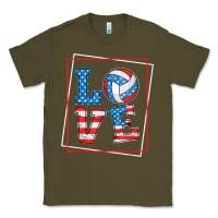Army Green love usa flag volleyball gifts for volleyball fans teen t shirt Classic Tee - minhPixels