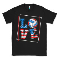 Black love usa flag volleyball gifts for volleyball fans teen t shirt Classic Tee - minhPixels