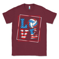 Burgundy love usa flag volleyball gifts for volleyball fans teen t shirt Classic Tee - minhPixels