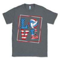 Charcoal Heather love usa flag volleyball gifts for volleyball fans teen t shirt Classic Tee - minhPixels
