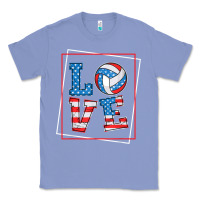 Colony Blue love usa flag volleyball gifts for volleyball fans teen t shirt Classic Tee - minhPixels