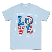Dusty Blue love usa flag volleyball gifts for volleyball fans teen t shirt Classic Tee - minhPixels