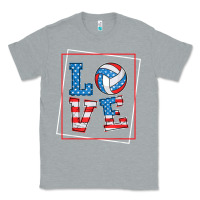 Heather Grey love usa flag volleyball gifts for volleyball fans teen t shirt Classic Tee - minhPixels