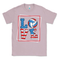Lilac love usa flag volleyball gifts for volleyball fans teen t shirt Classic Tee - minhPixels