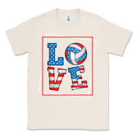 Natural love usa flag volleyball gifts for volleyball fans teen t shirt Classic Tee - minhPixels