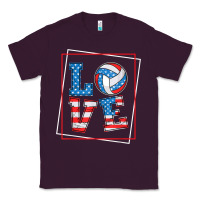 Plum love usa flag volleyball gifts for volleyball fans teen t shirt Classic Tee - minhPixels