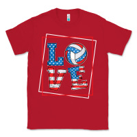 Red love usa flag volleyball gifts for volleyball fans teen t shirt Classic Tee - minhPixels