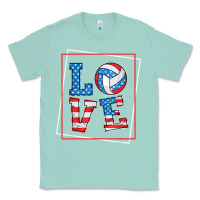 Seafoam love usa flag volleyball gifts for volleyball fans teen t shirt Classic Tee - minhPixels