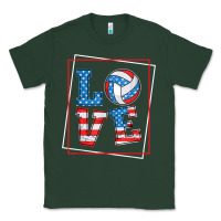Sports Green love usa flag volleyball gifts for volleyball fans teen t shirt Classic Tee - minhPixels