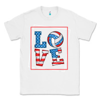 White love usa flag volleyball gifts for volleyball fans teen t shirt Classic Tee - minhPixels