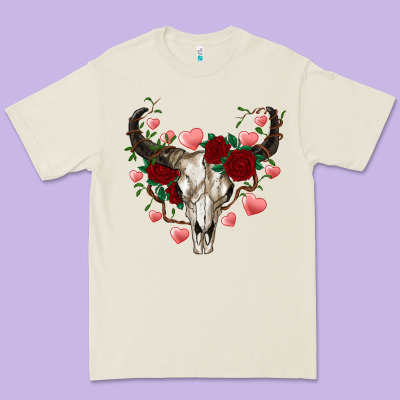 Valentines Bull Skull Premium Tee Designed By Ranaportraitstore