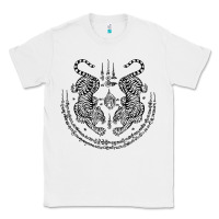 White sak yant thai tattoo twin tiger muay magical thailand gifts t shirt Classic Tee - minhPixels