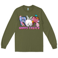 Army Green Happy Easter Dental Easter Day Long Sleeve Tee - CowGirlArtShop