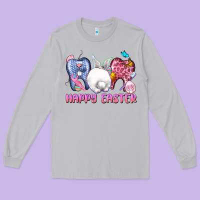 Happy Easter Dental Easter Day Long Sleeve Tee Designed By Cowgirlartshop