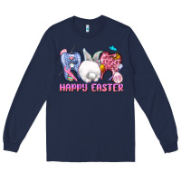 Navy Happy Easter Dental Easter Day Long Sleeve Tee - CowGirlArtShop