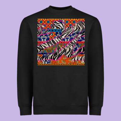 African Ankara Zebra Seamless Pattern Heavyweight Sweatshirt Designed By Bundleandbundleshop