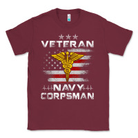 Burgundy Veteran Navy Corpsman Patriotic 4th of July Gifts Classic Tee - minhPixels