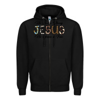 Black His Love is Strong Jesus His Grace is Free Zipper Hoodie - CowhideDigitalArt