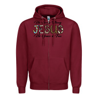 Burgundy His Love is Strong Jesus His Grace is Free Zipper Hoodie - CowhideDigitalArt