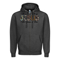 Charcoal Heather His Love is Strong Jesus His Grace is Free Zipper Hoodie - CowhideDigitalArt