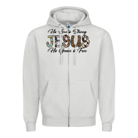 Dove Grey His Love is Strong Jesus His Grace is Free Zipper Hoodie - CowhideDigitalArt