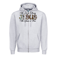 Heather Grey His Love is Strong Jesus His Grace is Free Zipper Hoodie - CowhideDigitalArt