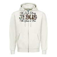 Oatmeal Heather His Love is Strong Jesus His Grace is Free Zipper Hoodie - CowhideDigitalArt