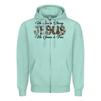 Seafoam His Love is Strong Jesus His Grace is Free Zipper Hoodie - CowhideDigitalArt