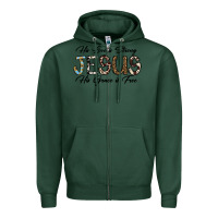Sports Green His Love is Strong Jesus His Grace is Free Zipper Hoodie - CowhideDigitalArt