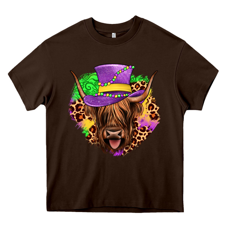 Highland Cow Mardi Gras Heavy Core Tee by JahusDesignShop | Teevron