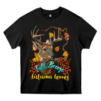 Black Fall Breeze And Autumn Leaves Deer Heavy Core Tee - LillyAllenDesigns