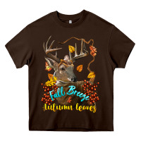 Chocolate Brown Fall Breeze And Autumn Leaves Deer Heavy Core Tee - LillyAllenDesigns