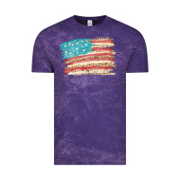 Cloud Purple American flag with leopard Vintage Tee - HowdyJamesFarm