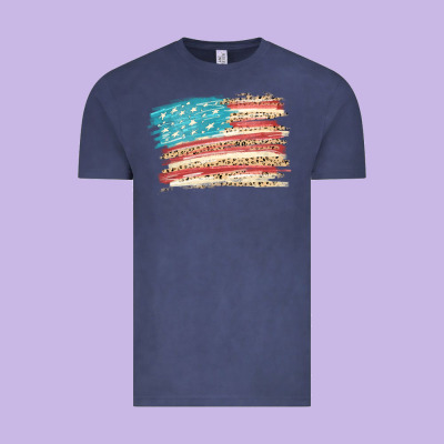 American Flag With Leopard Vintage Tee Designed By Howdyjamesfarm